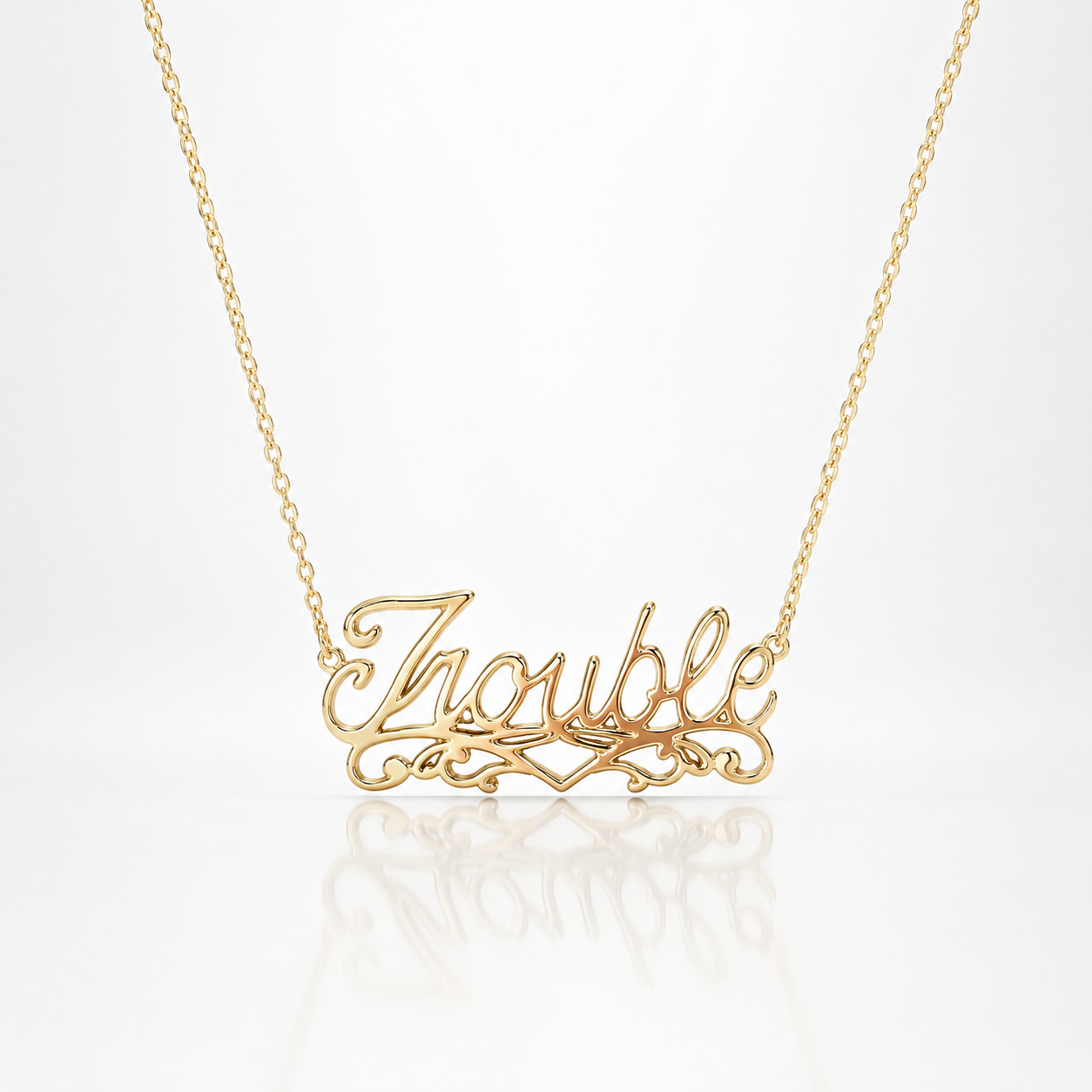 Trouble Script Necklace