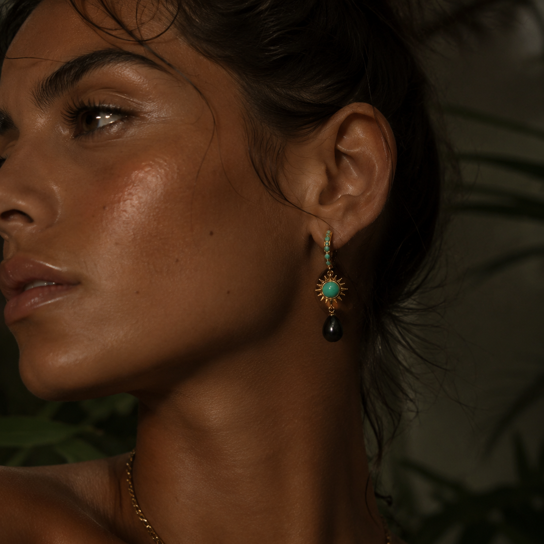 Solar Turquoise Midnight Drop Earrings