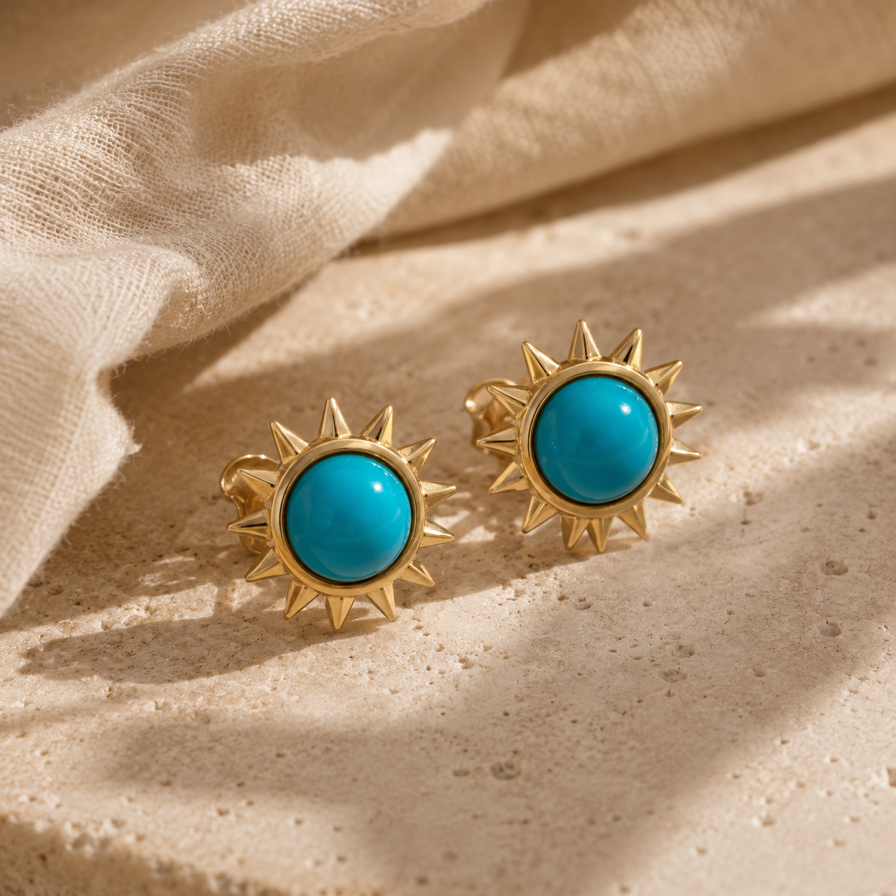 Solar Turquoise Stud Earrings