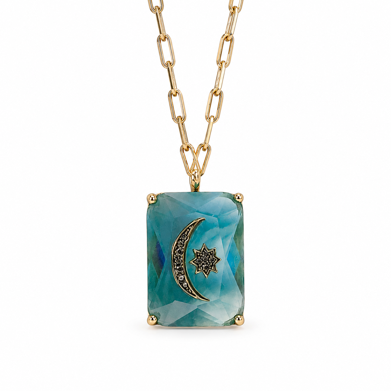 Celestial Crescent Medallion Necklace