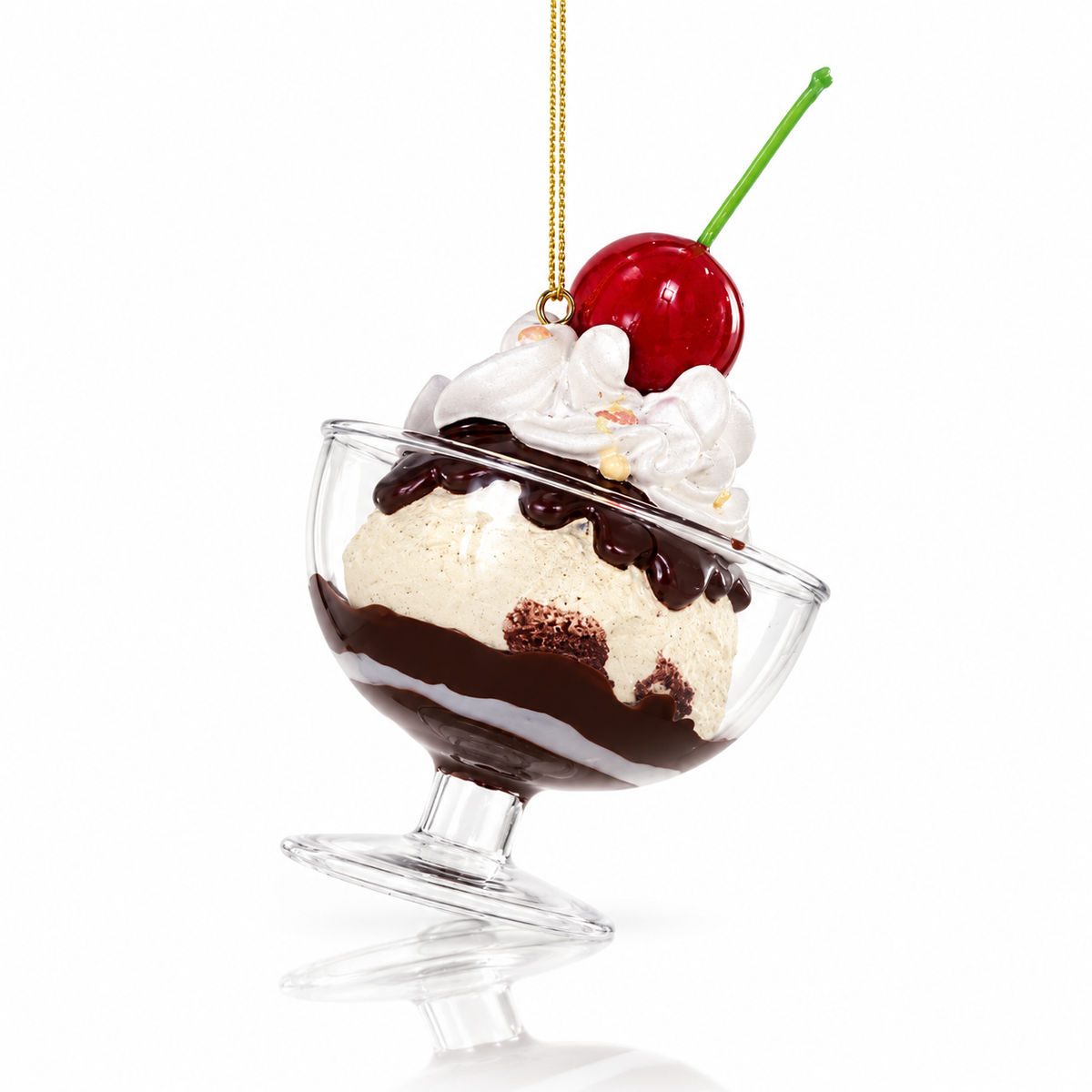 Hot Fudge Sunday Glass Resin Ornament