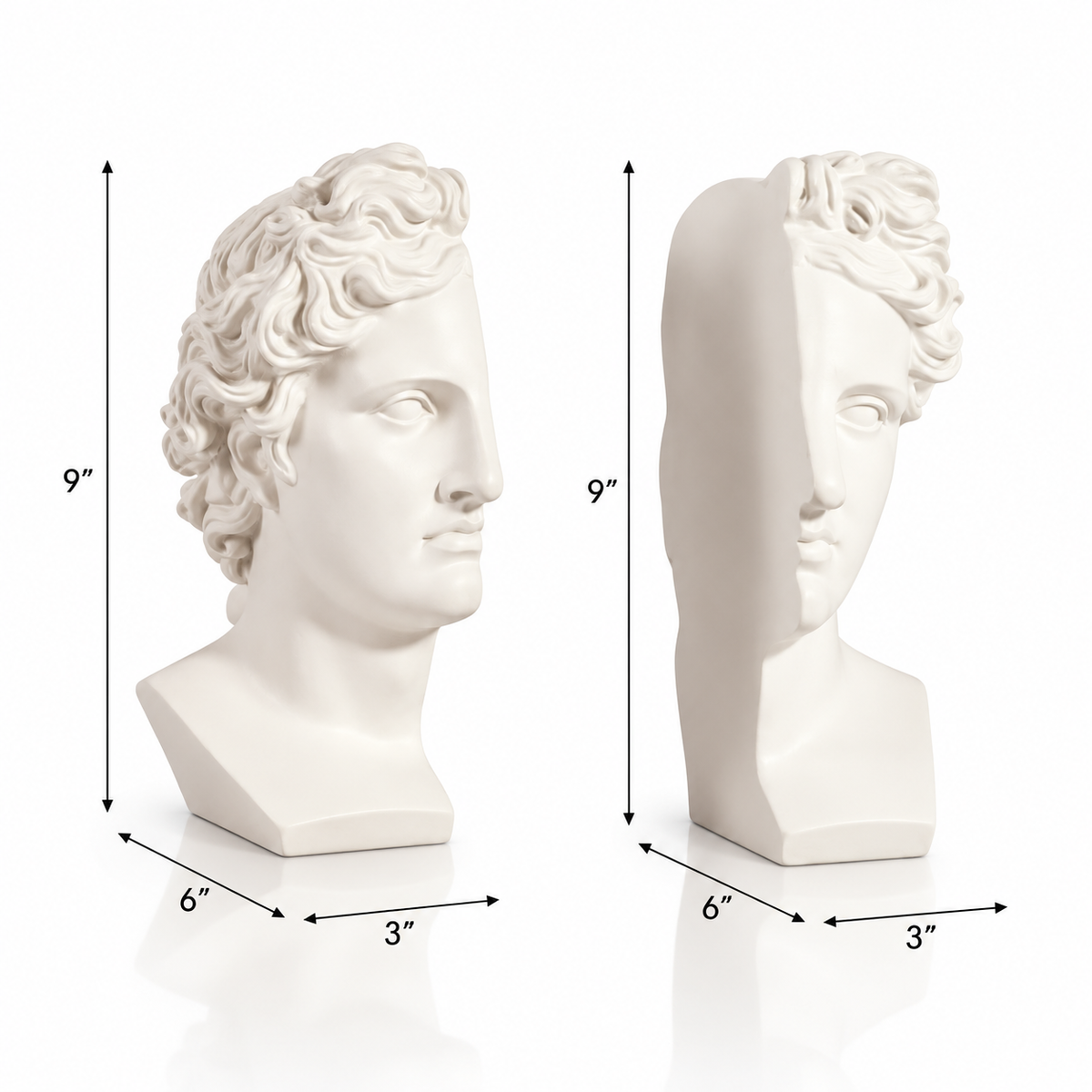 Classical Bust Greek Goddess Bookends Set of 2