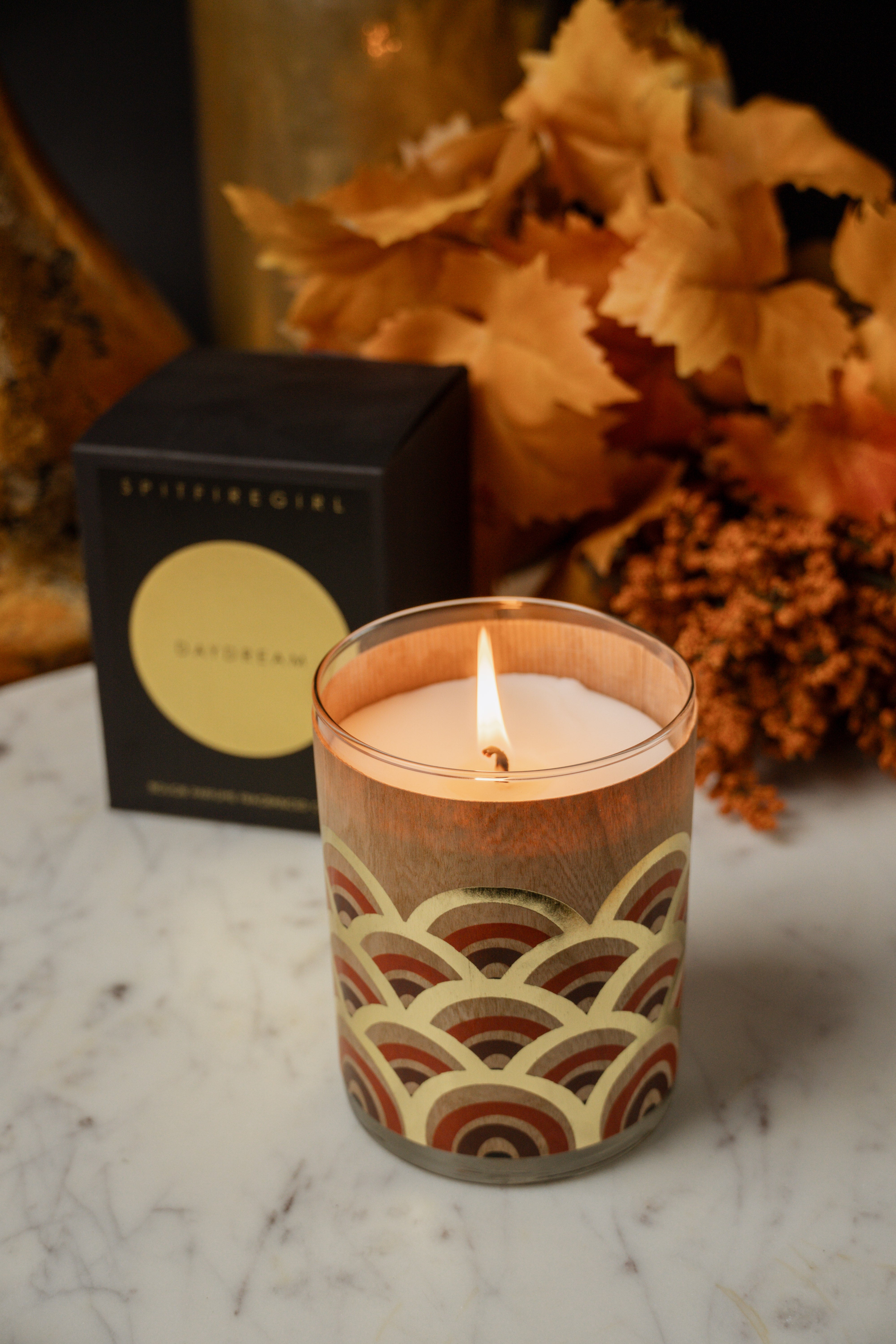 Gold Foil Wood Wrapped Candle Daydream