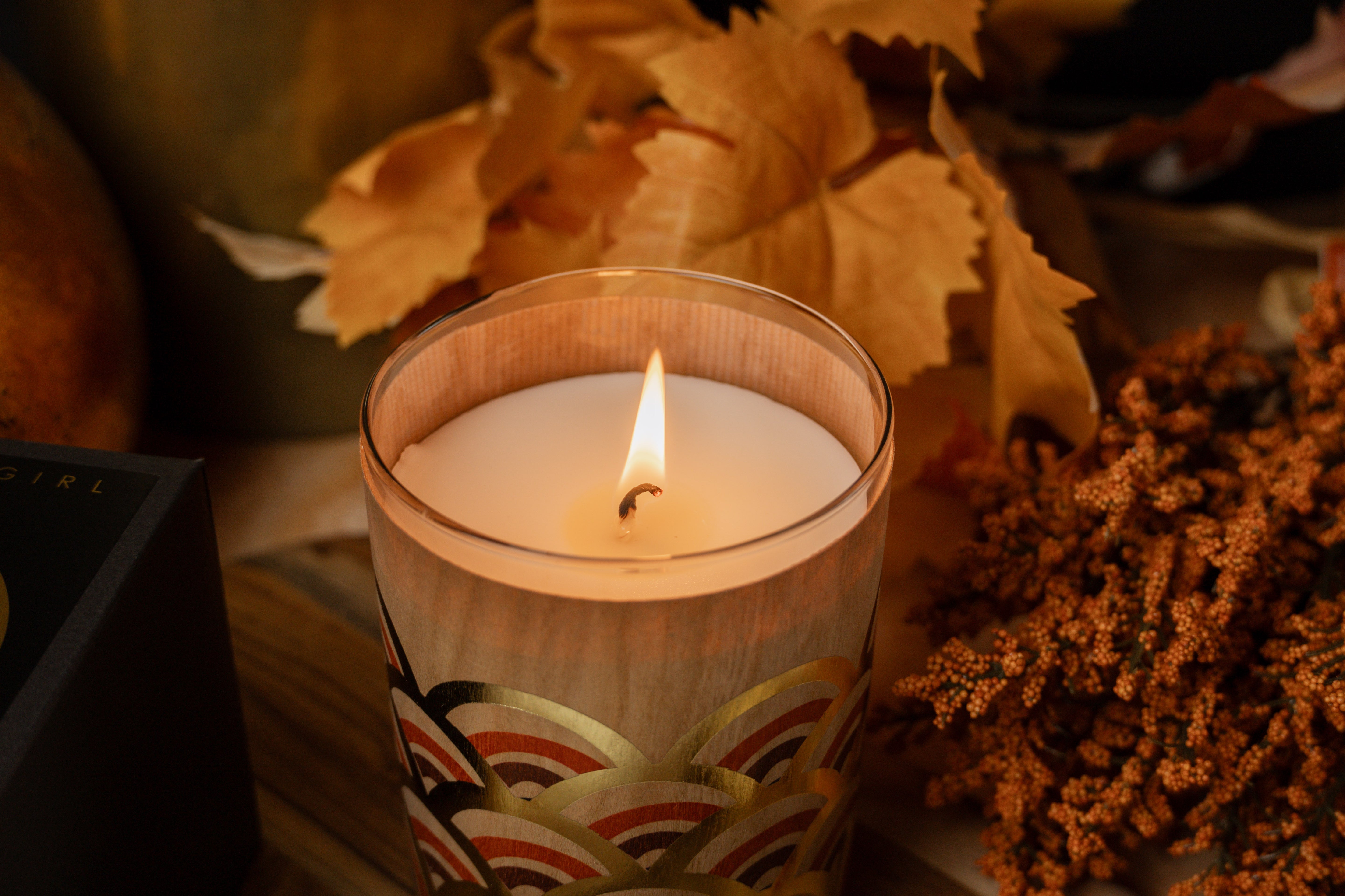 Gold Foil Wood Wrapped Candle Daydream