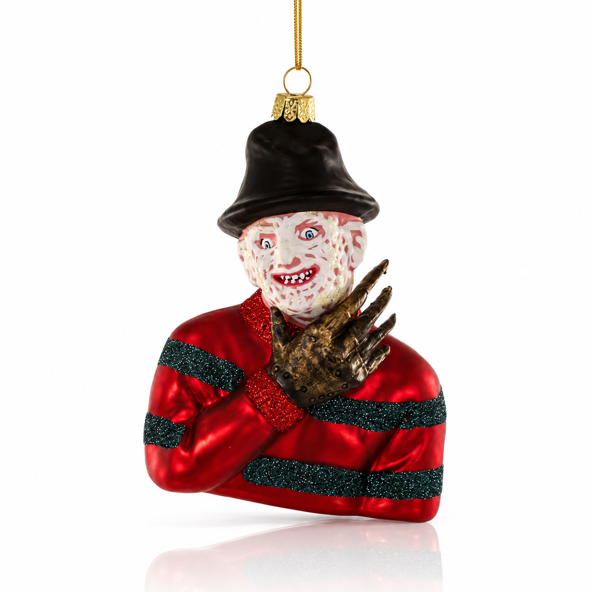 Freddy Krueger Glass Christmas Ornament