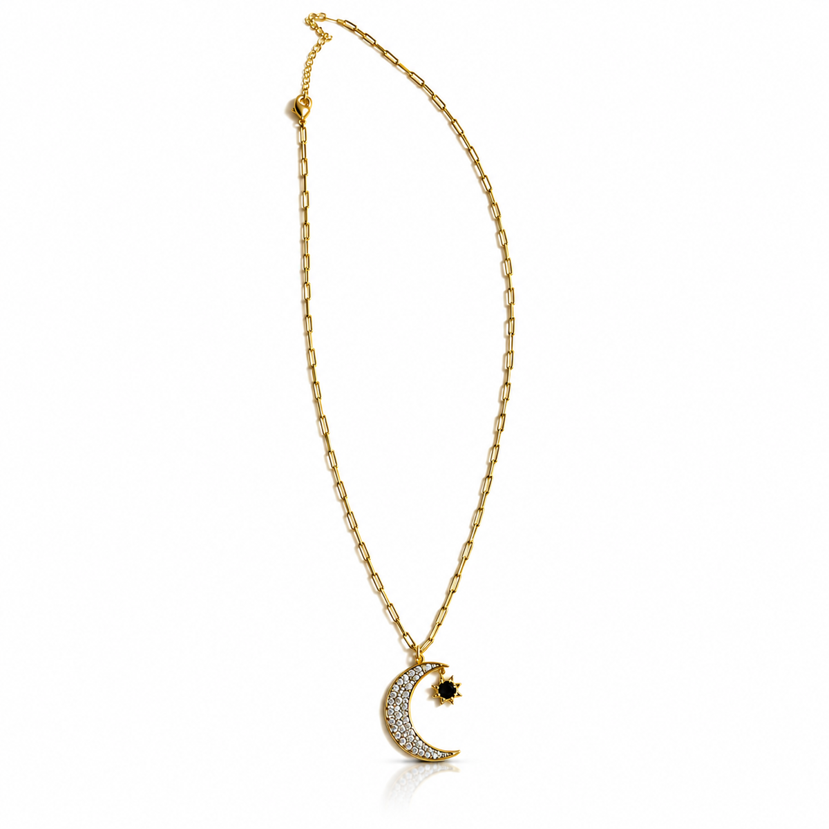 Crescent Star Pave Necklace