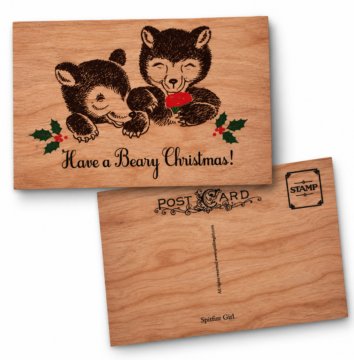 Wood Postcard - Beary Christmas