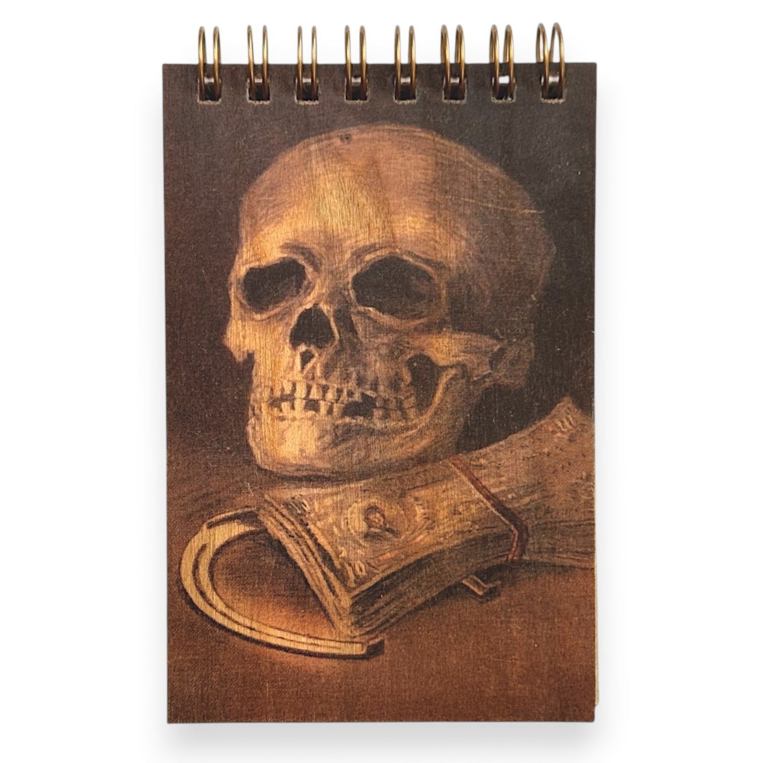 Skull And Money Wood Notepad
