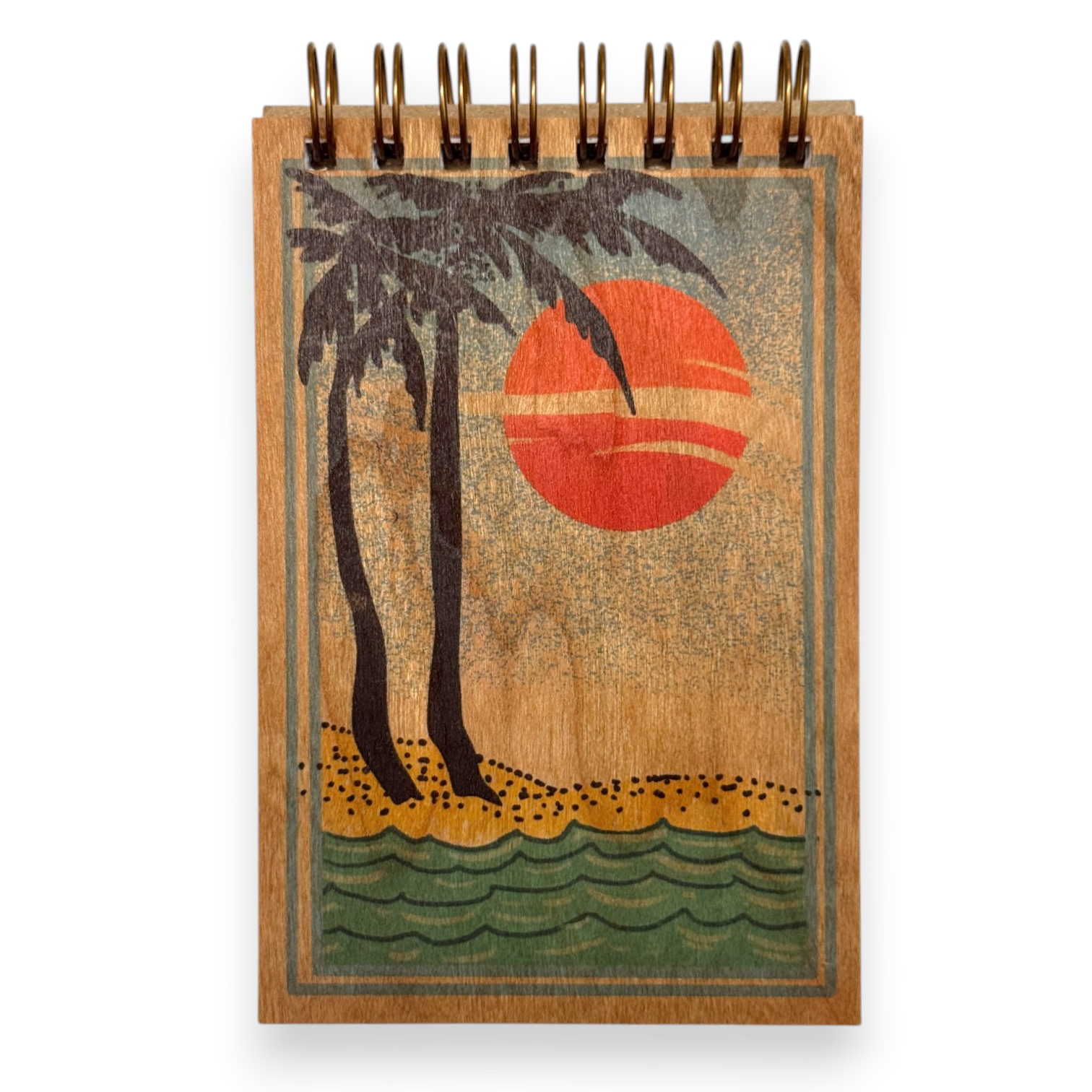 Wood Notepad Sunset Palm