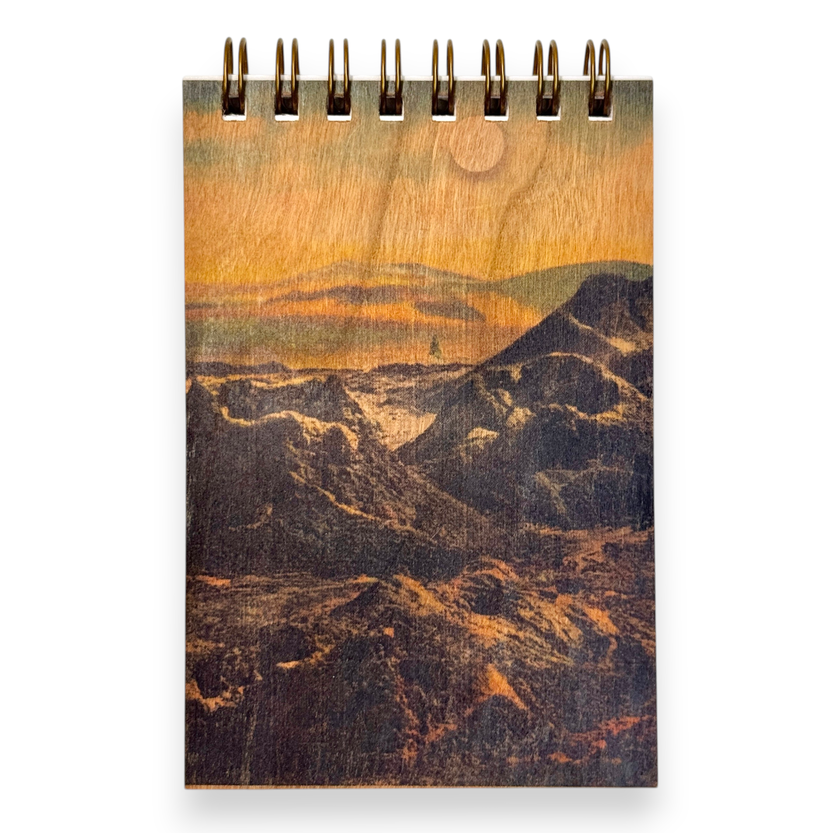 Wood Notepad Desert Mountains