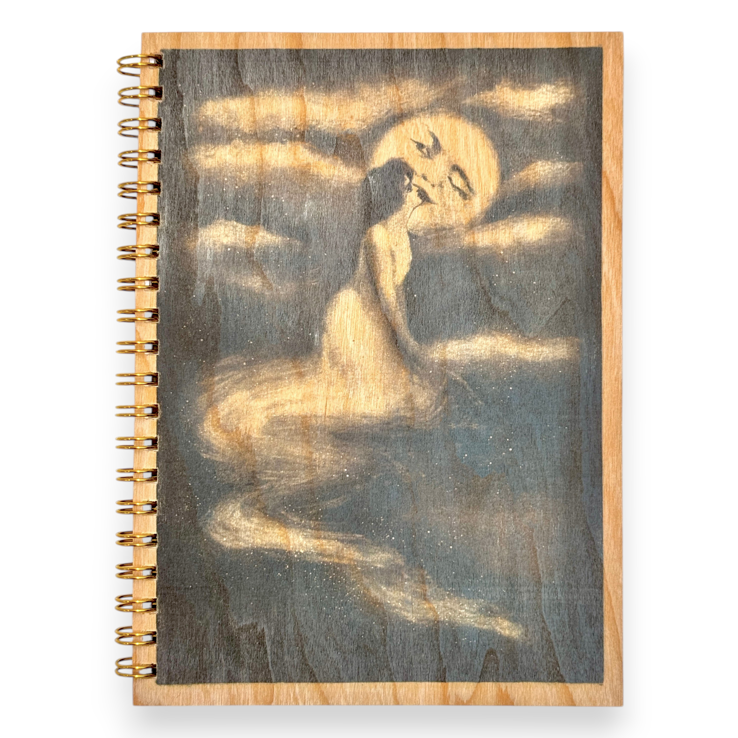 Kiss the Moon Wood Notebook