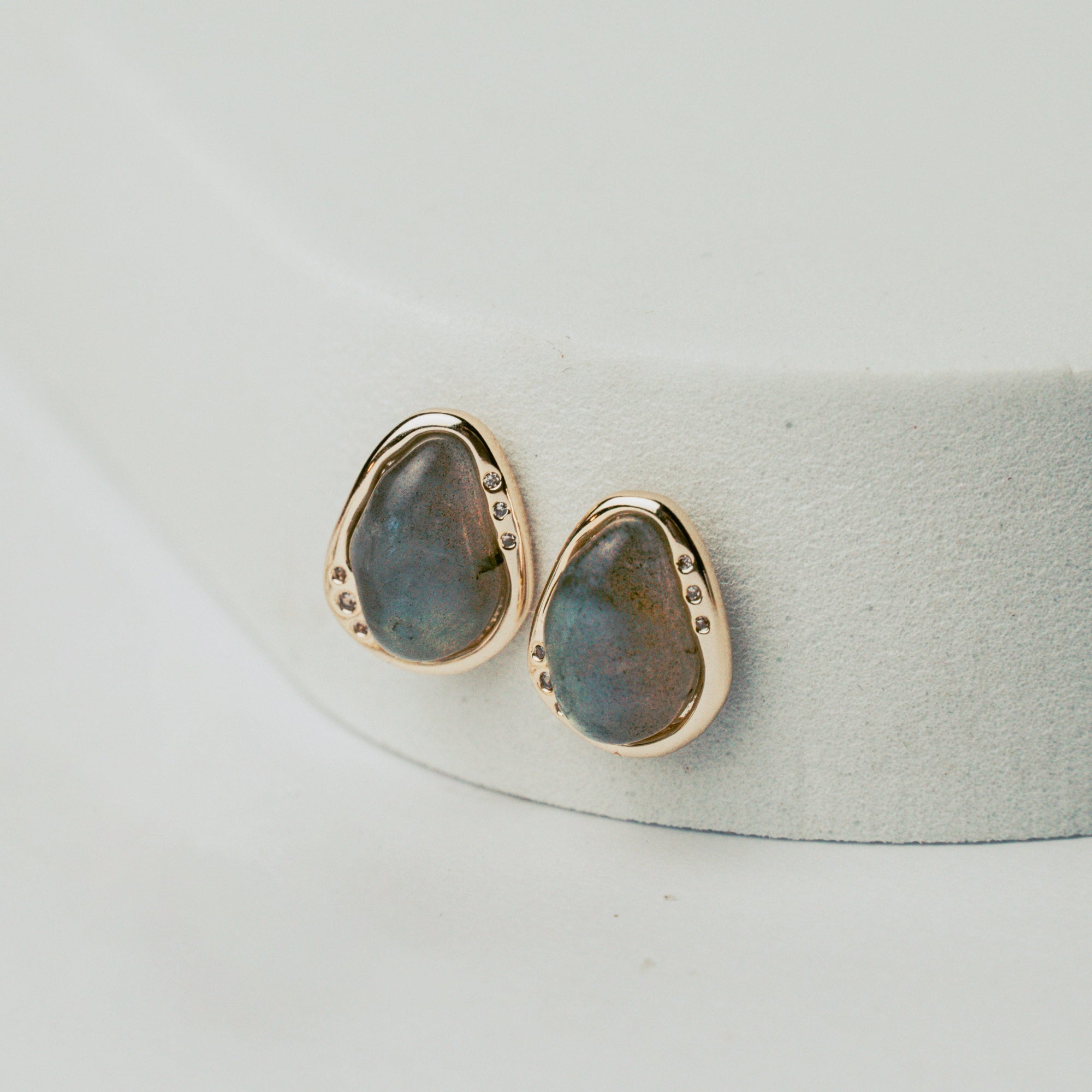 Labradorite Edge Stud Earrings