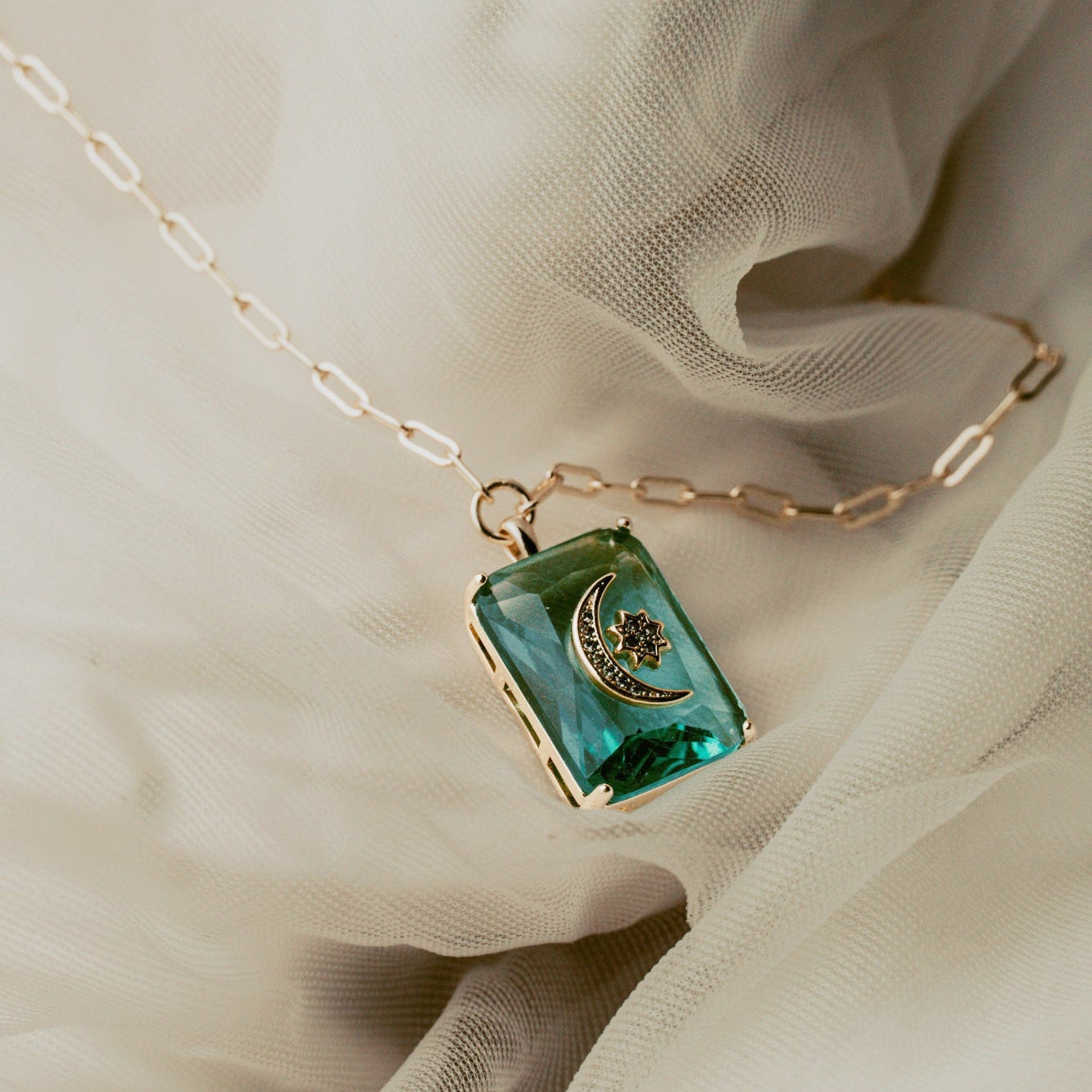 Celestial Crescent Medallion Necklace