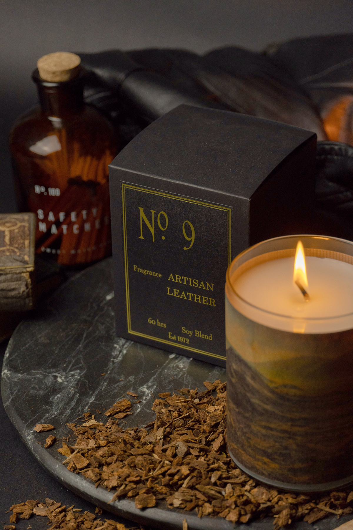 Wood Candle No. 9 Artisan Leather