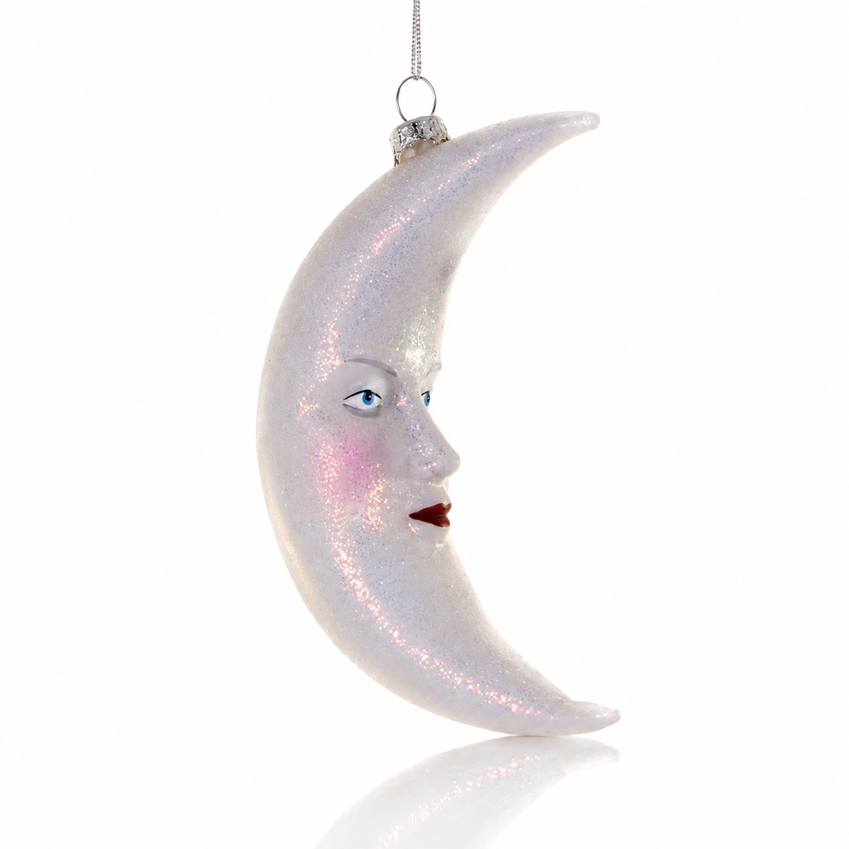 Celestial Crescent Moon Glass Ornament
