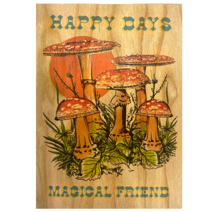 Wood Card Folding Magical Mushrooms Friend
