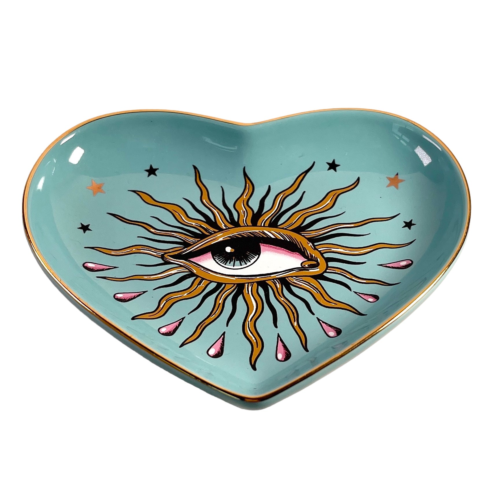 5" Ceramic Heart Dish - Pop Eye Heart - Blue