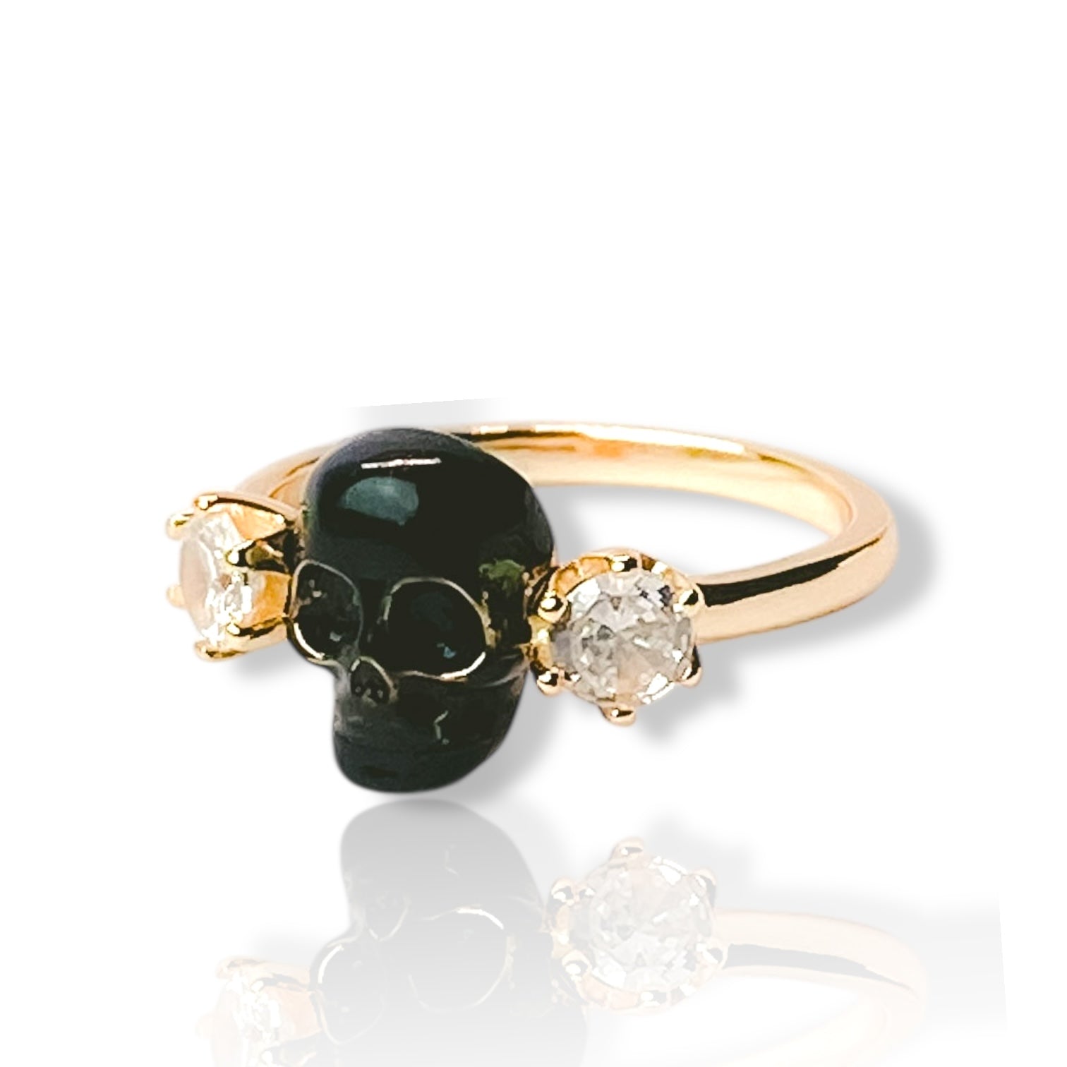 Vanitas Noir Crown Skull Oxidized Silver Ring