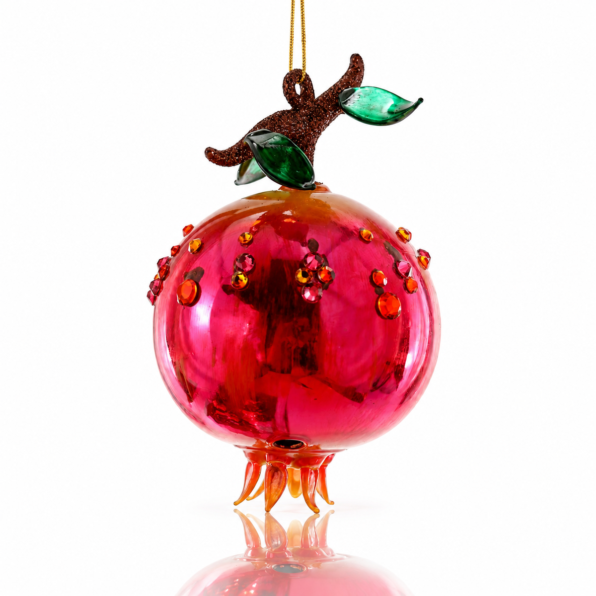 Jeweled Pomegranate Glass Ornament