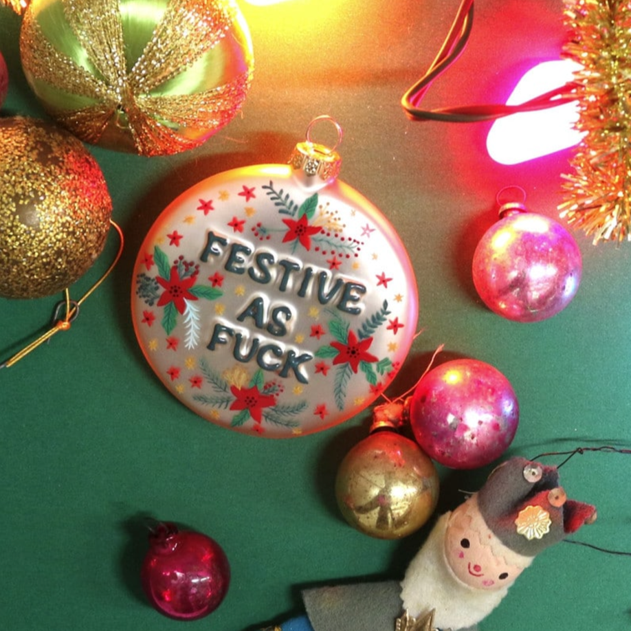 Festive As Fuck Poinsettia Ornament