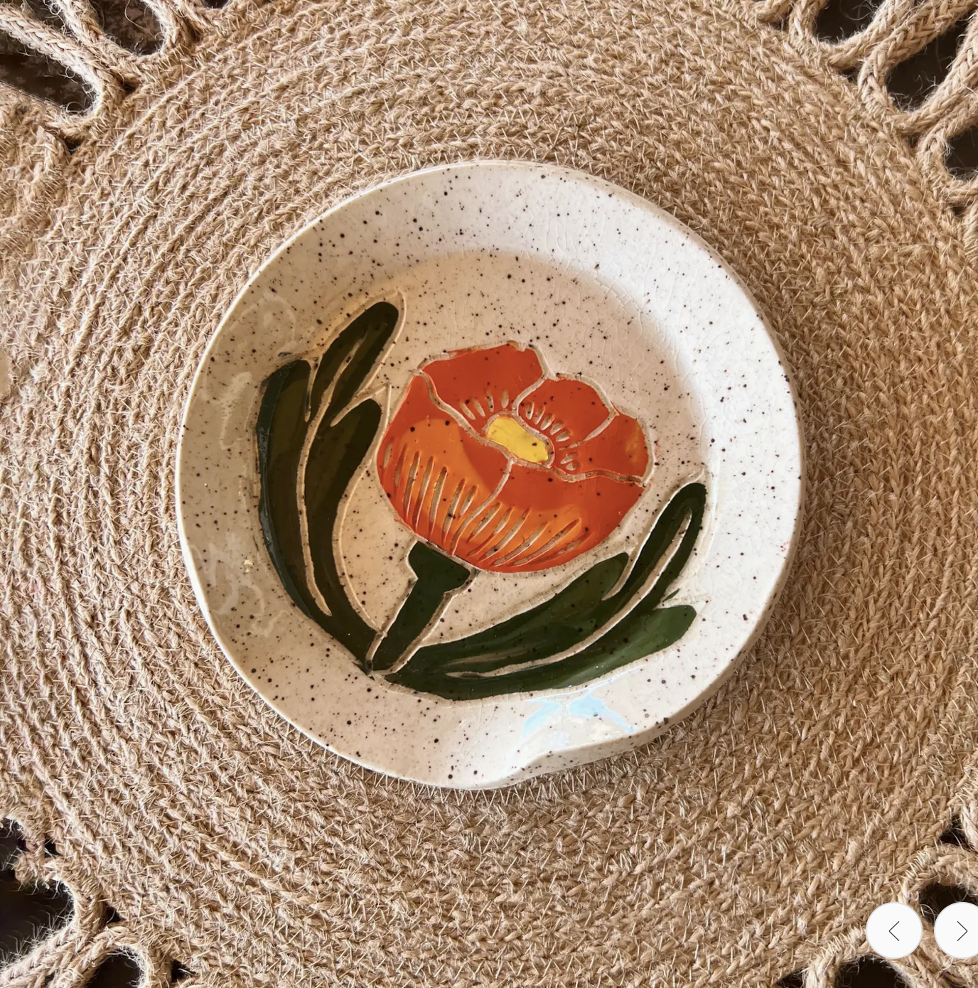 Globe Mallow Sgraffito Ceramic Spoon Rest