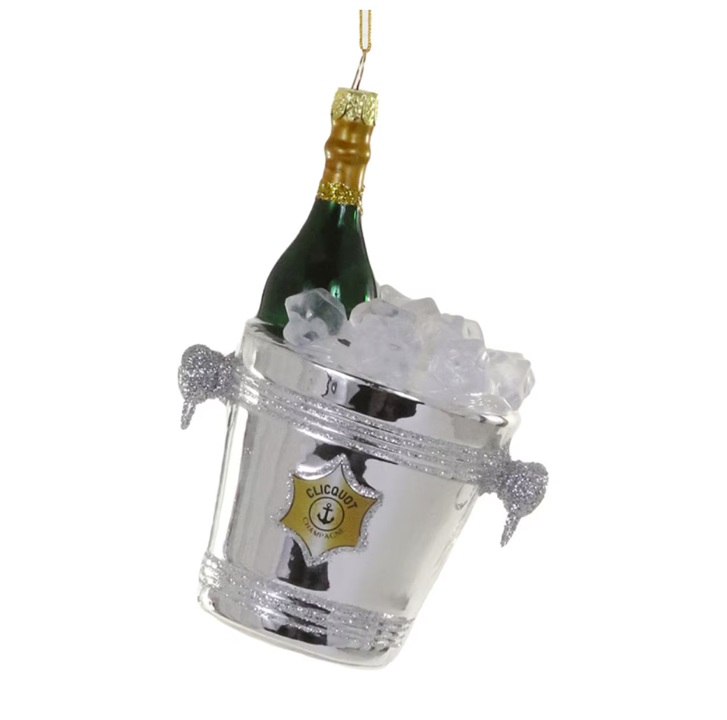 Champagne on Ice Glass Ornament