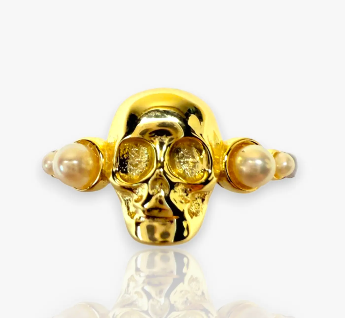 Sovereign Skull Ring Oxidized Silver And Gold