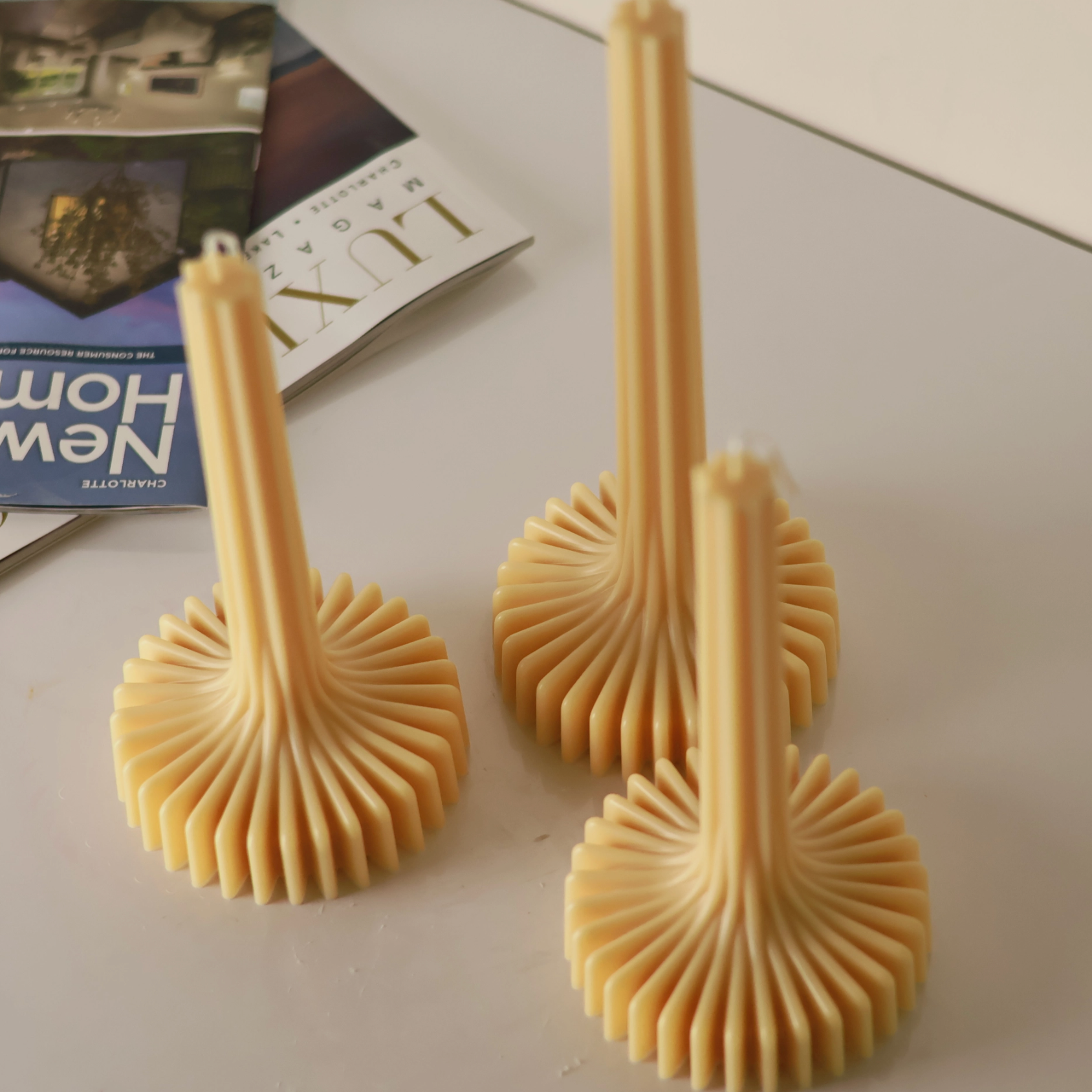 Large Stripe Vase Column Candle - Pillar