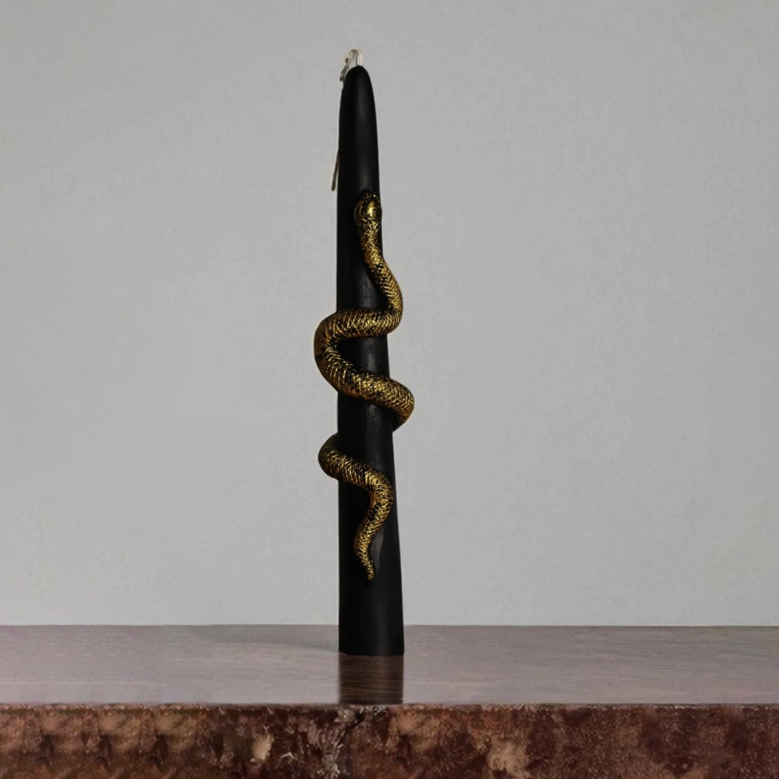 Taper Candle with Gold Snake