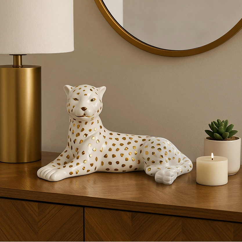 Ceramic Leopard Lying Down