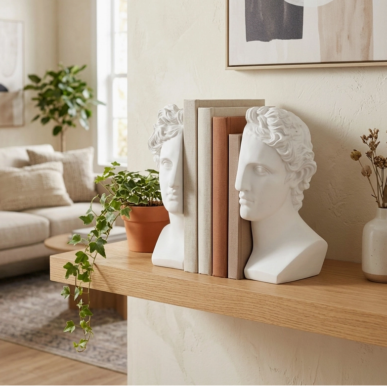 Classical Bust Greek Goddess Bookends Set of 2