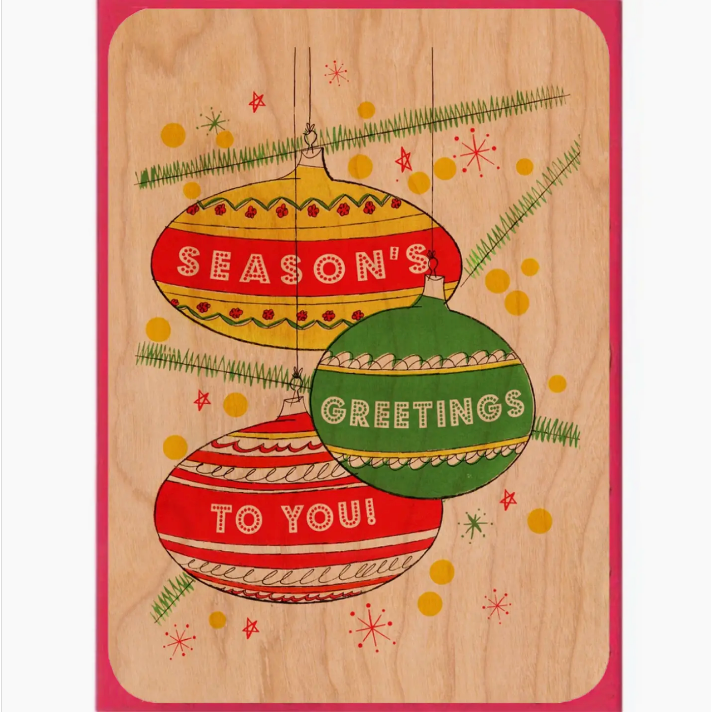 Wood Card Flat - Seasons Greetings