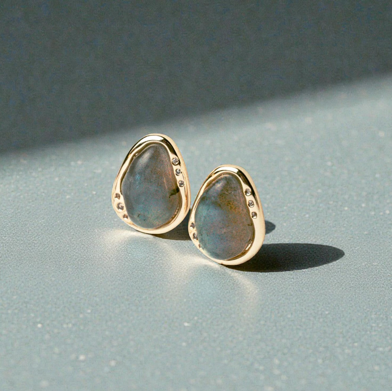 Labradorite Edge Stud Earrings