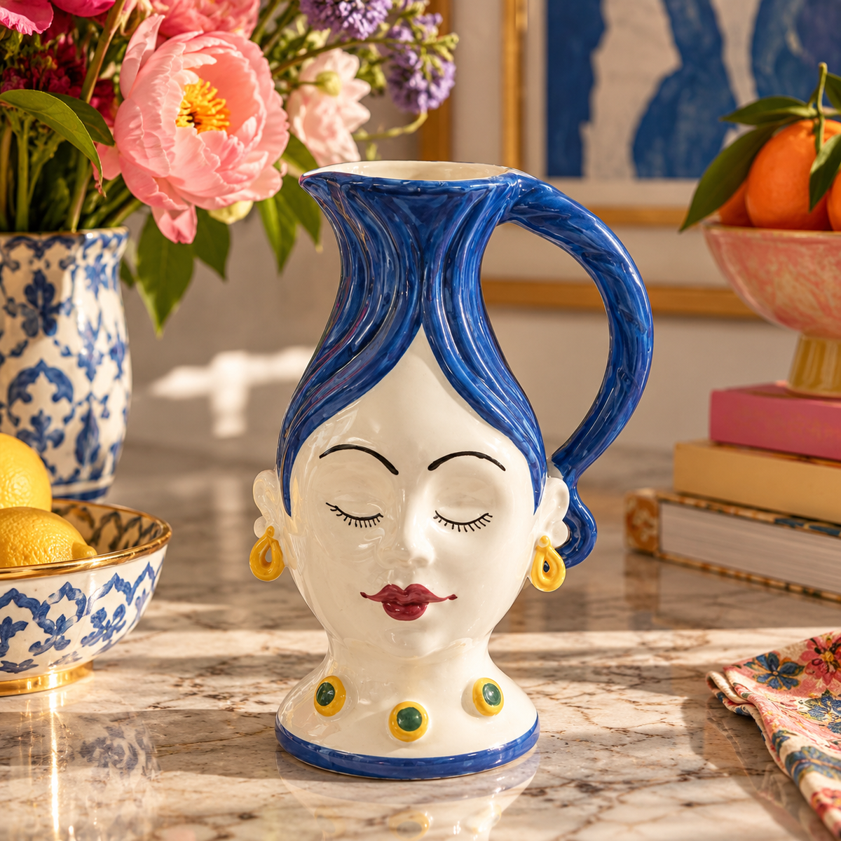 Sicilian Head Ceramic Pitcher