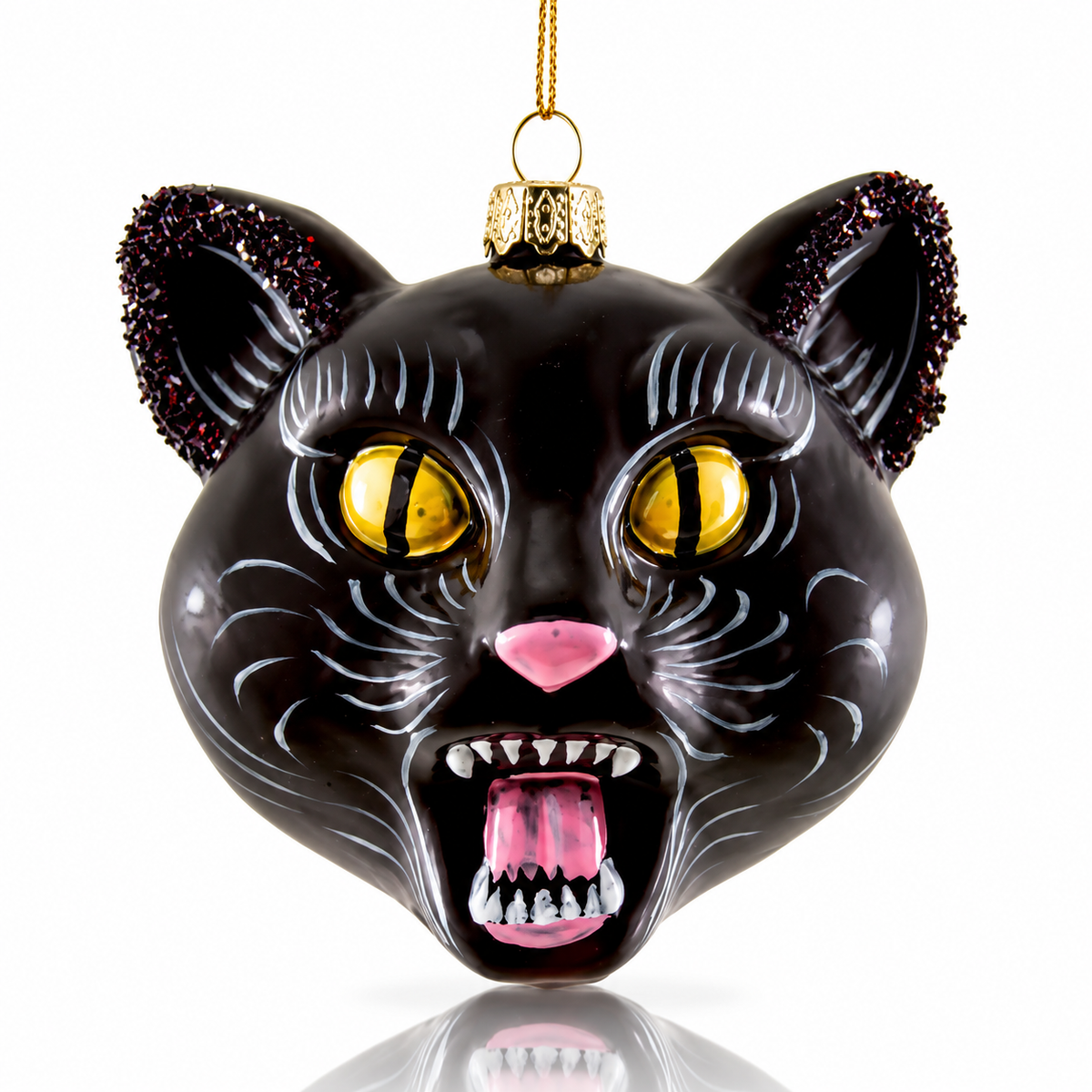 Black Cat Glass Ornament