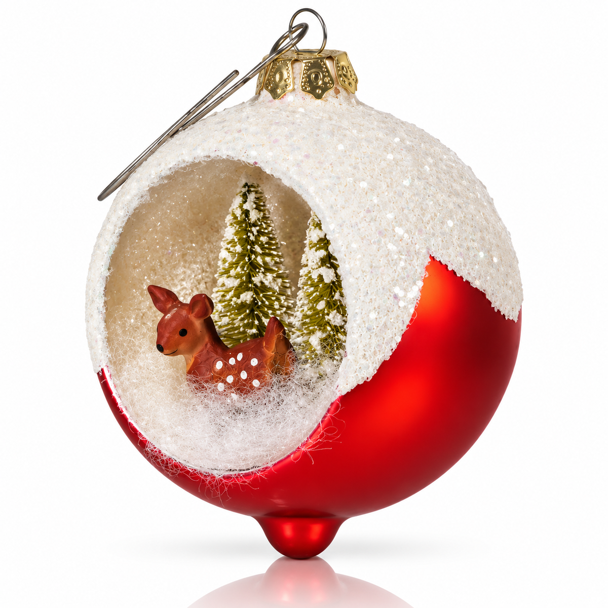 Bethany Lowe Snowy Woodland Deer Glass Ornament