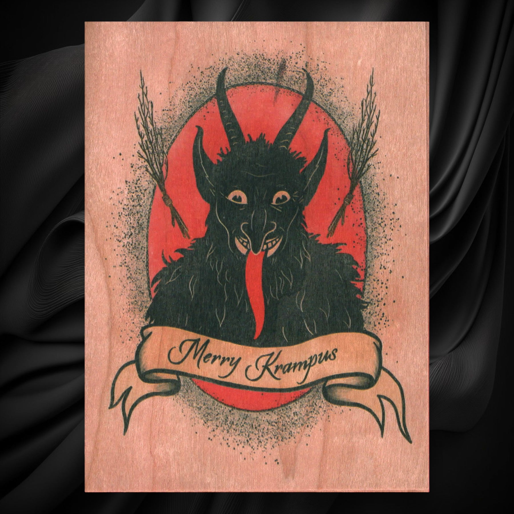 Holiday Wood Folding Card - Krampus