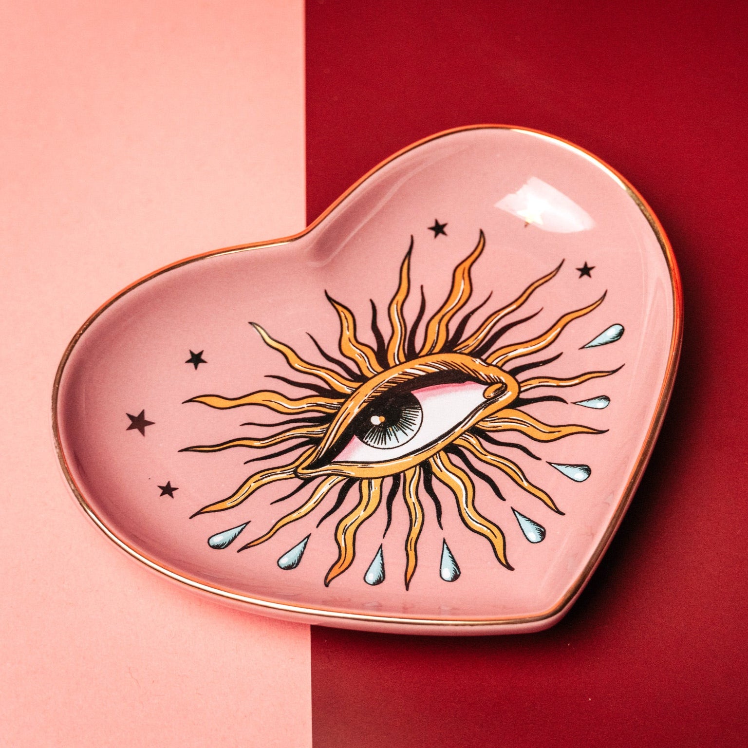 5" Ceramic Heart Dish - Pop Eye Heart - Pink