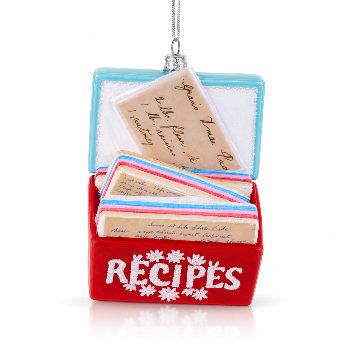 Recipe Box Glass Christmas Ornament