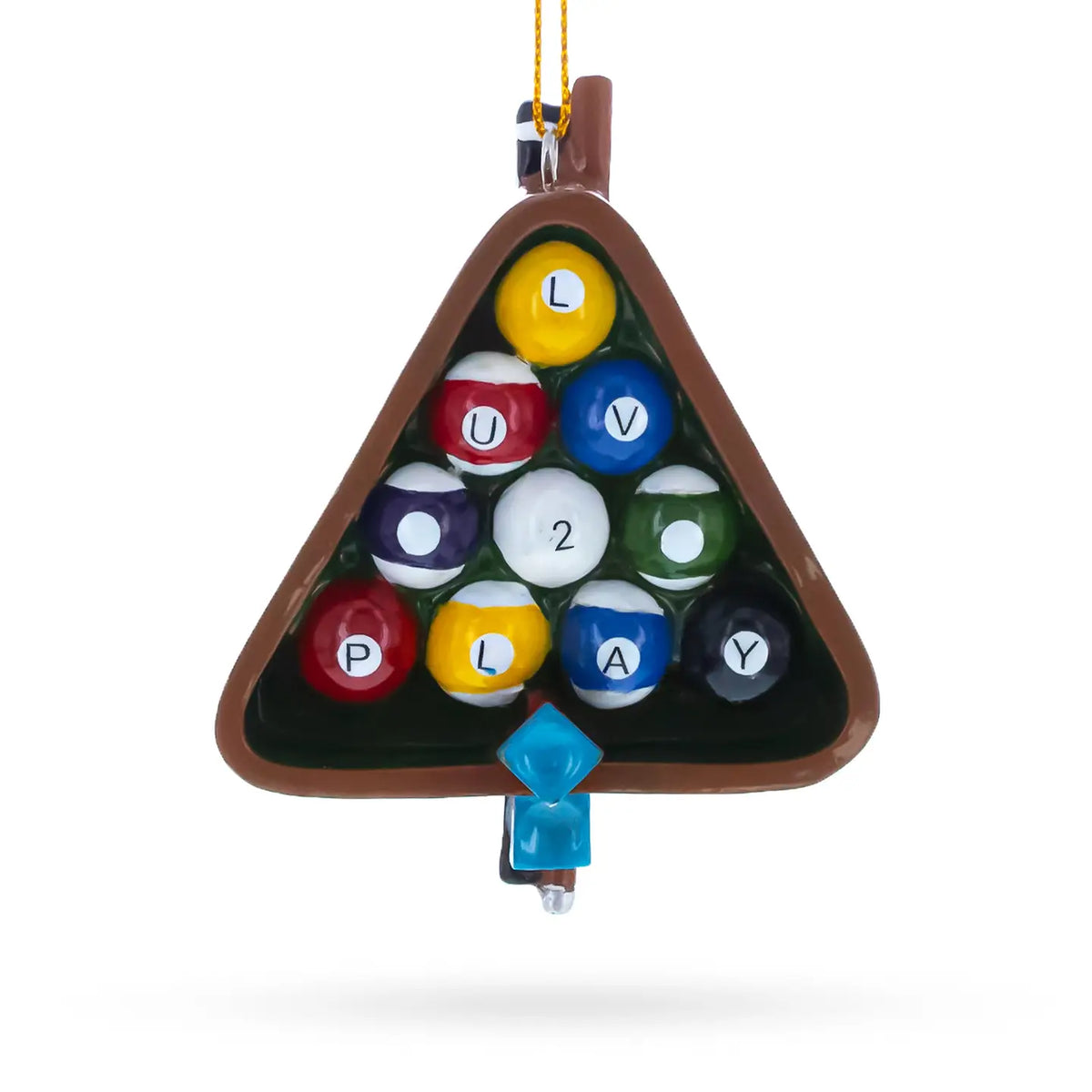 Billiards Pool Table Rack with Balls Resin Christmas Ornament