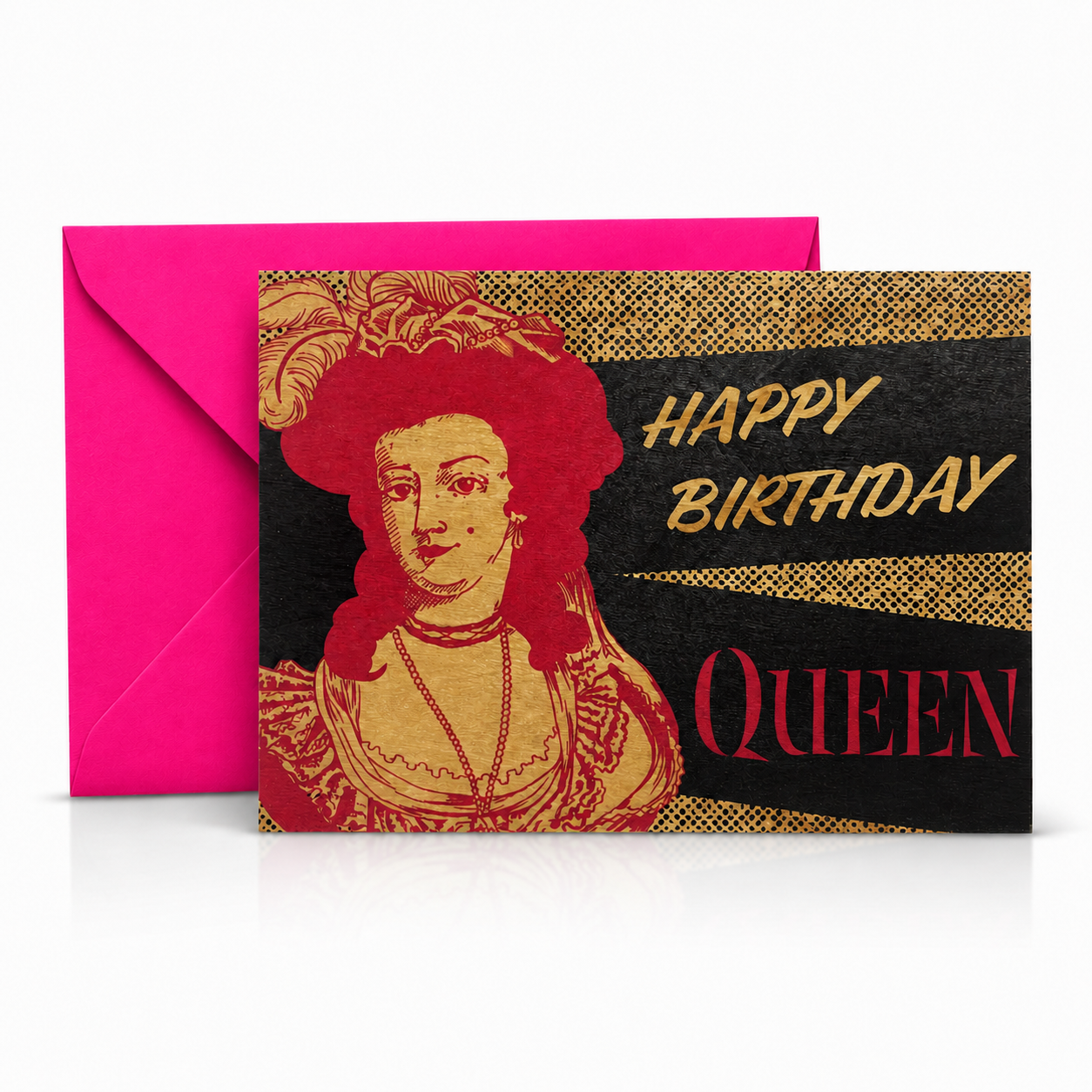 Wood Folding Card - Happy Birthday Queen
