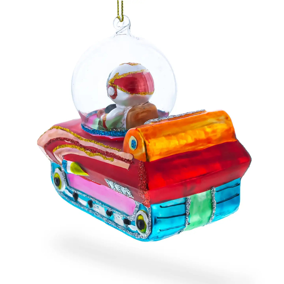 Astronaut in Space Vehicle Glass Ornament