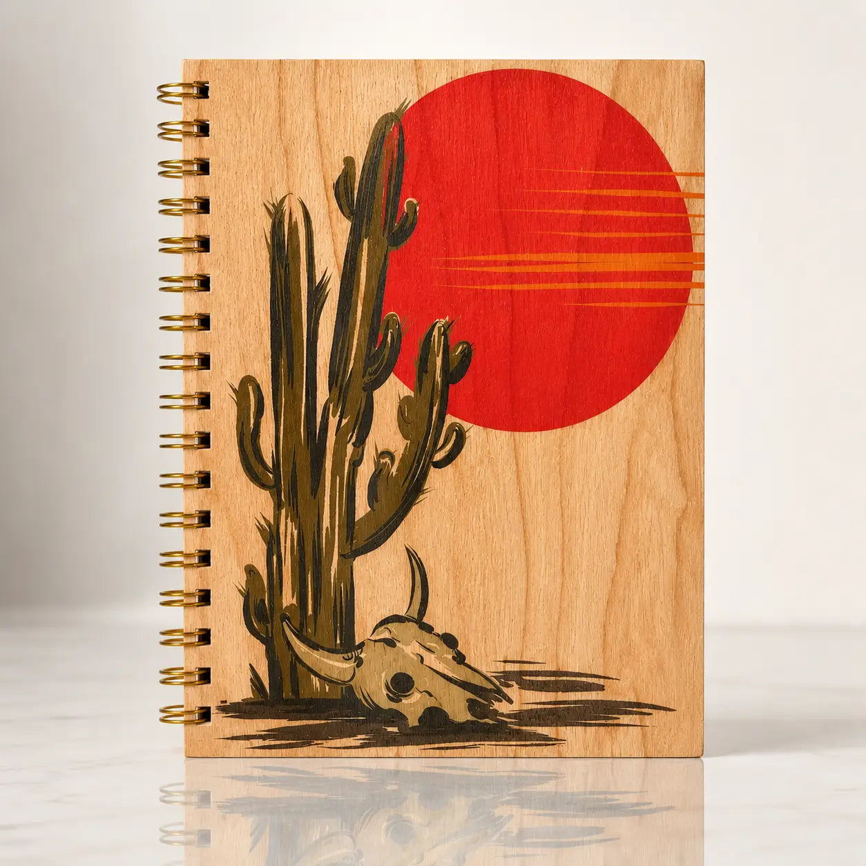 Wood Notebook Desert Skull