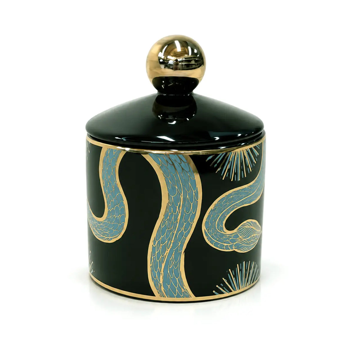 Ceramic Lidded Jar - Golden Age Serpent