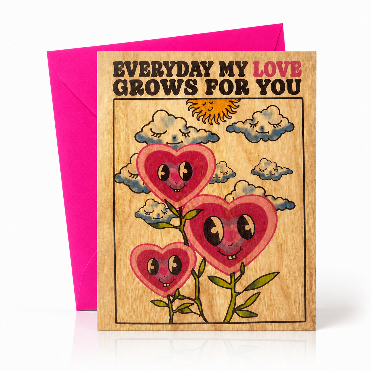 Wood Folding Card - Love Grows