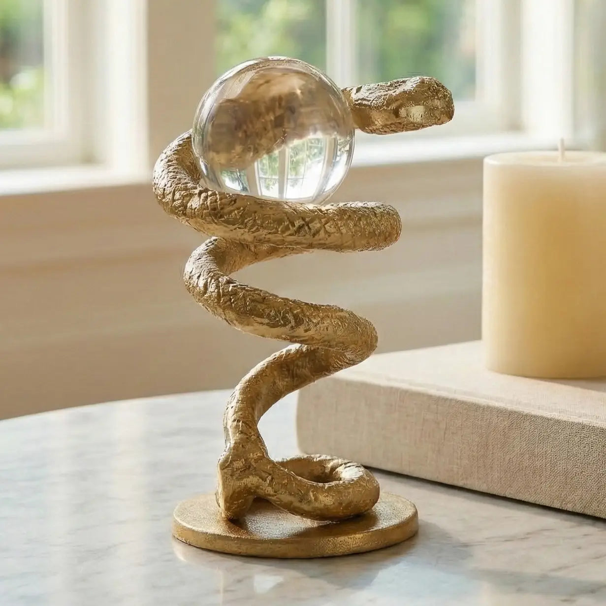 Gold Snake Coil with Acrylic Ball