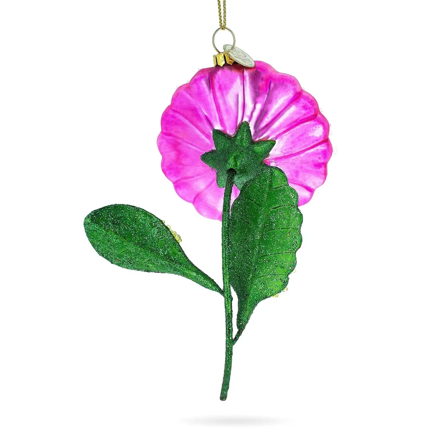 Pink Flower with Colorful Beads Glass Ornament