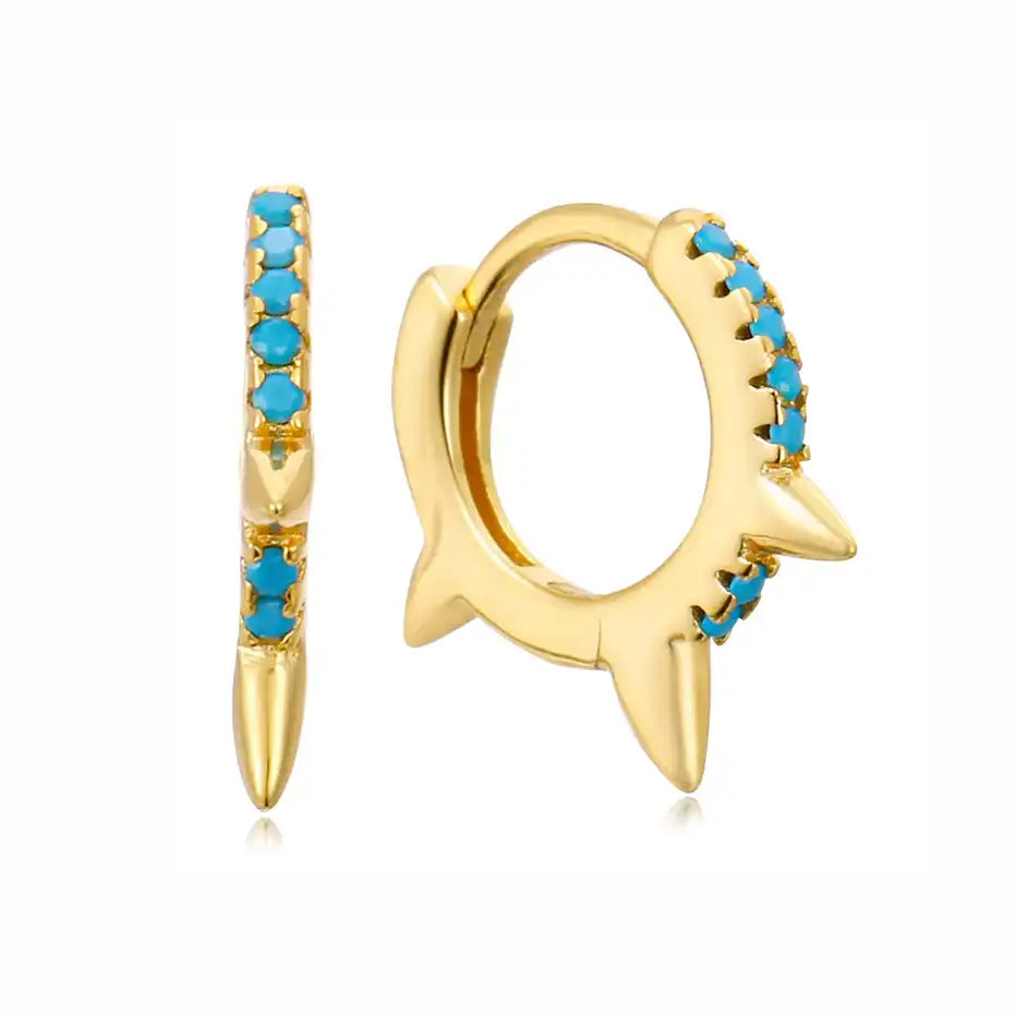Turquoise Spike Huggie Earrings