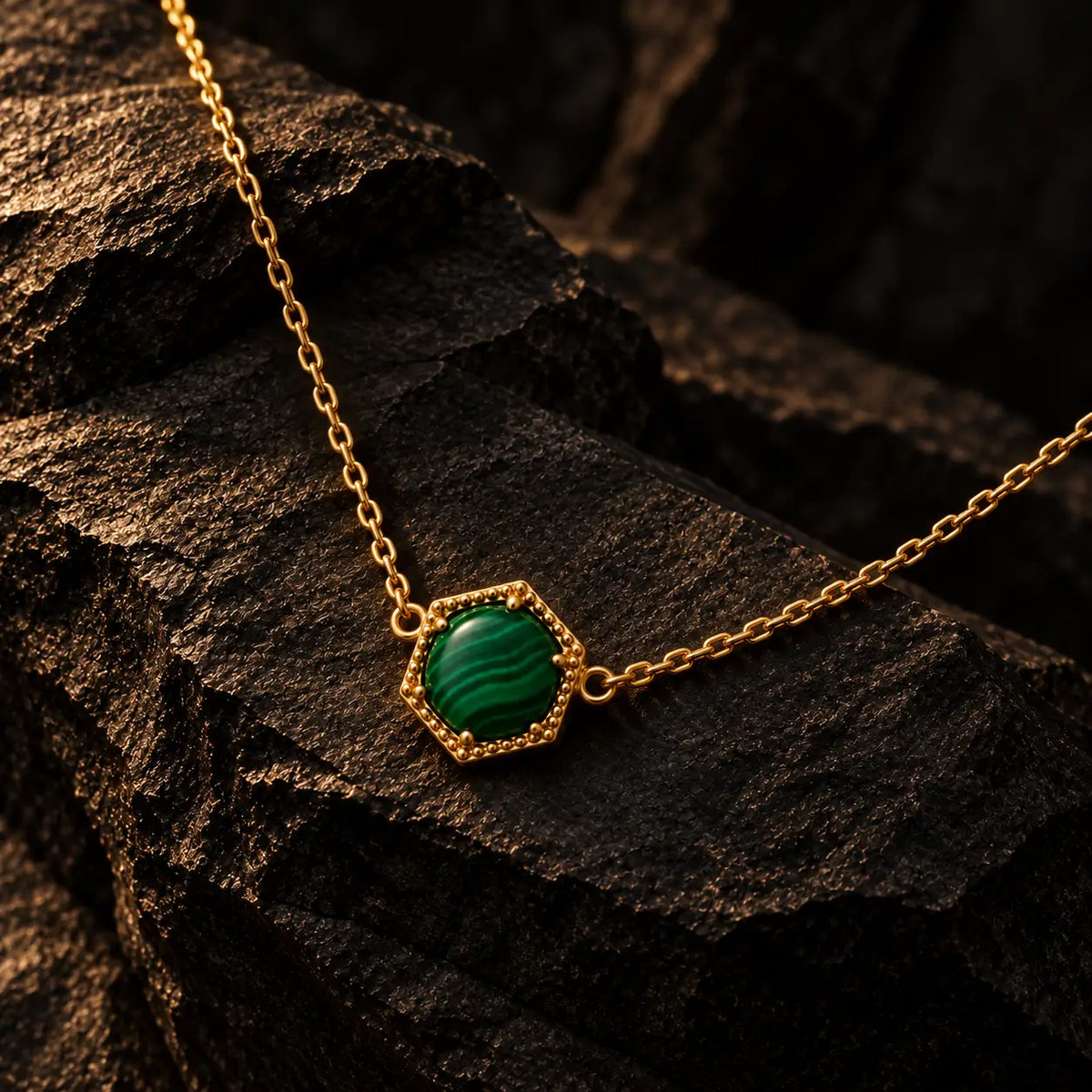 Hexa Necklace Malachite