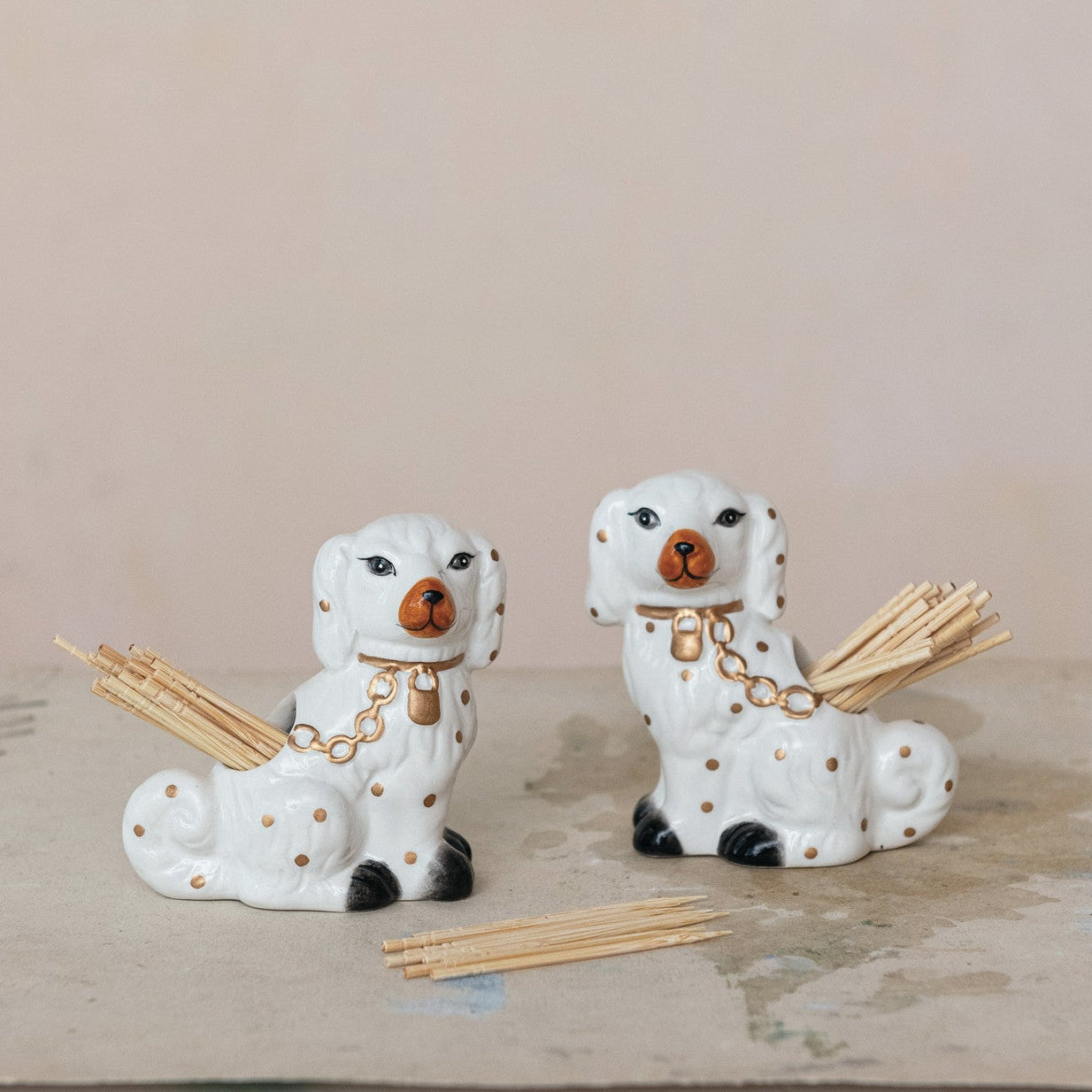 Ceramic Staffordshire Dog Shaped Toothpick Holder